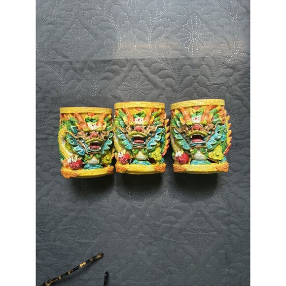 Foo Dog Vastu Dragon Pen Holder Colorful Feng Shui Power Wealth Decorative 4” - Picture 13 of 13